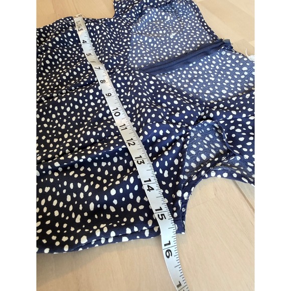 Altar'd State Navy Blue White Polka Dot Flutter Sleeve Mini Dress Sweetheart - Picture 3 of 5